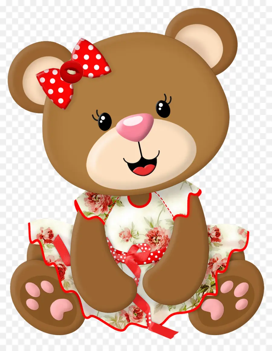 Urso Fofo，Vestido Rosa PNG