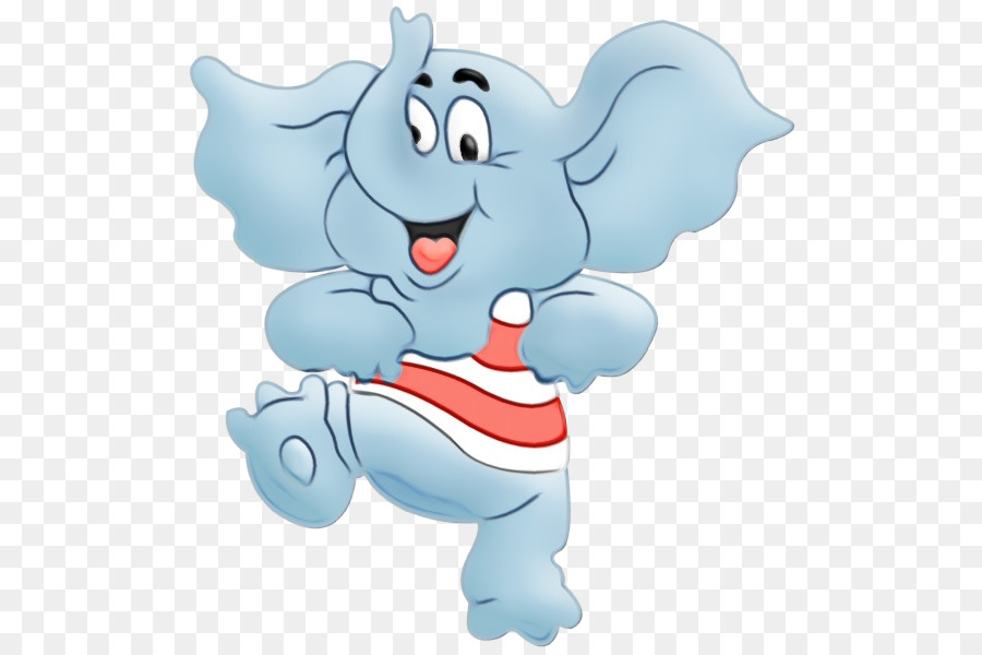 Elefante De Desenho Animado，Azul PNG