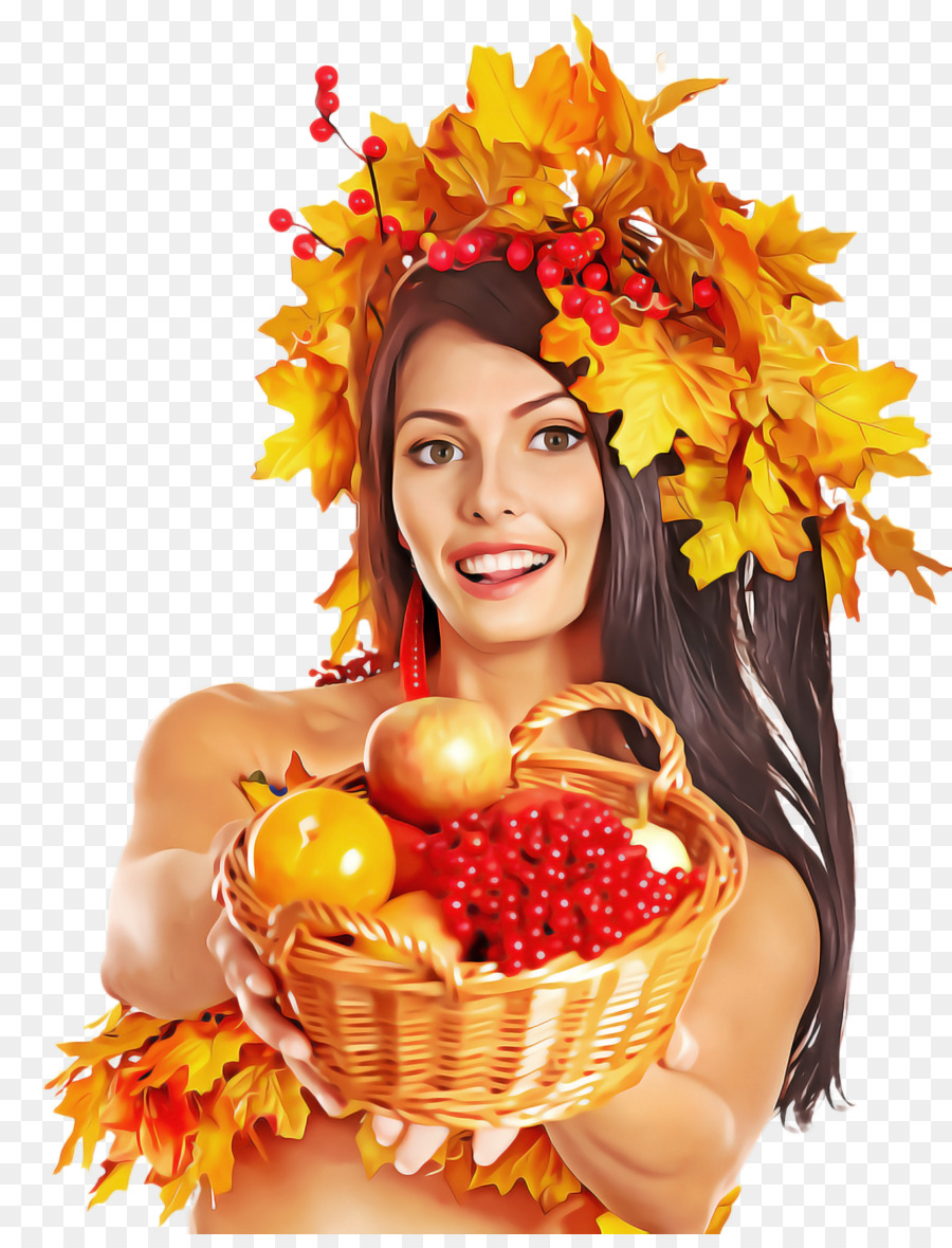 Mulher Com Frutas，Outono PNG