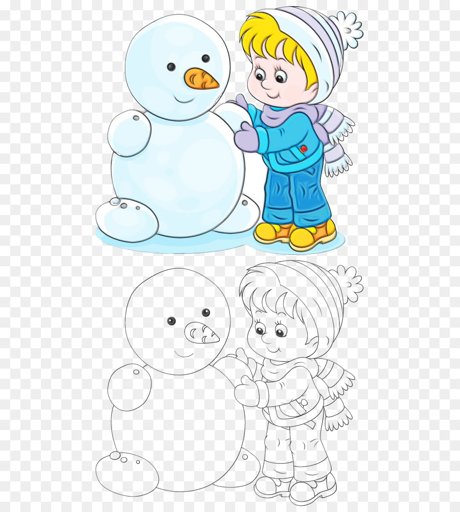 Criança E Boneco De Neve，Inverno PNG