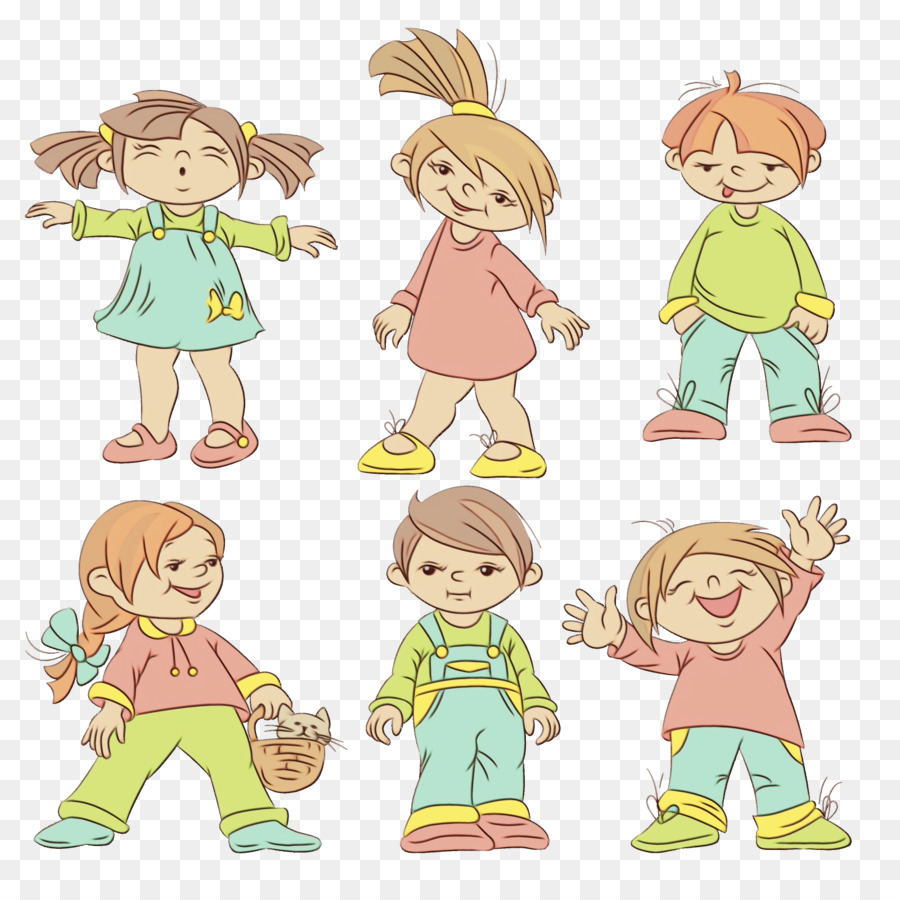 Crianças De Desenhos Animados Em Poses Diferentes，Poses PNG