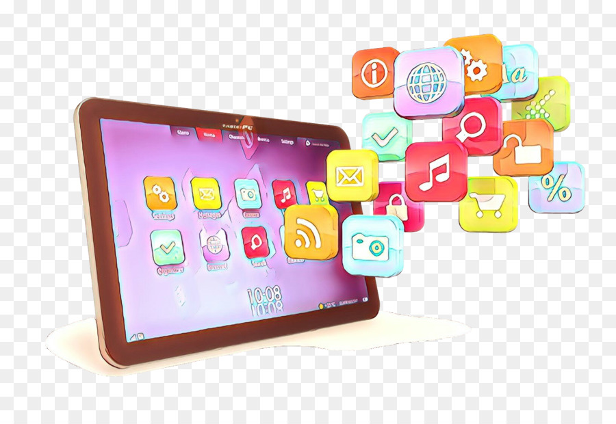 Tablet Com ícones Coloridos，Dispositivo PNG