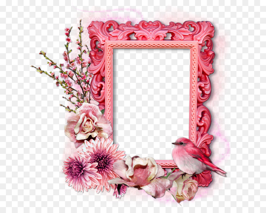 Moldura Rosa Com Pássaro，Flores PNG