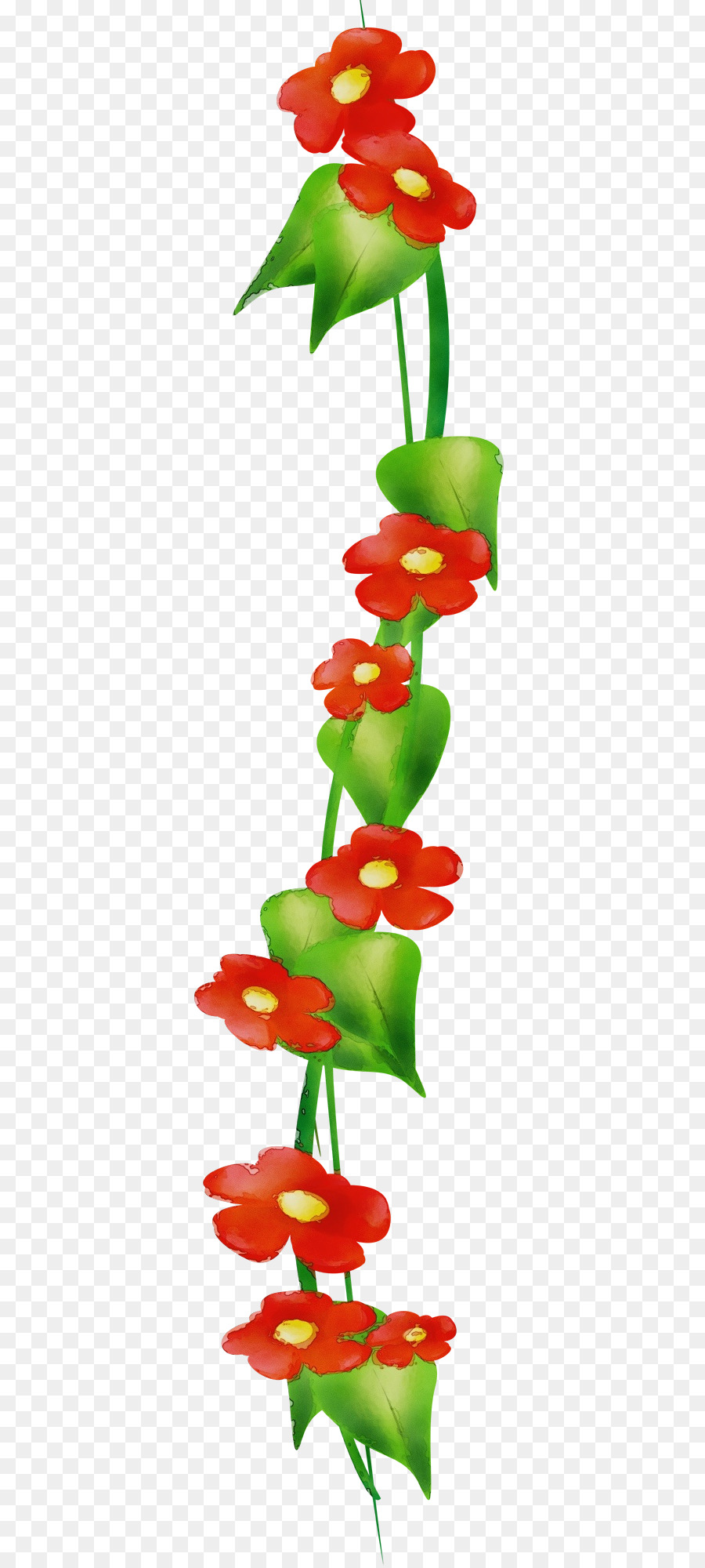 Flores Vermelhas，Folhas Verdes PNG