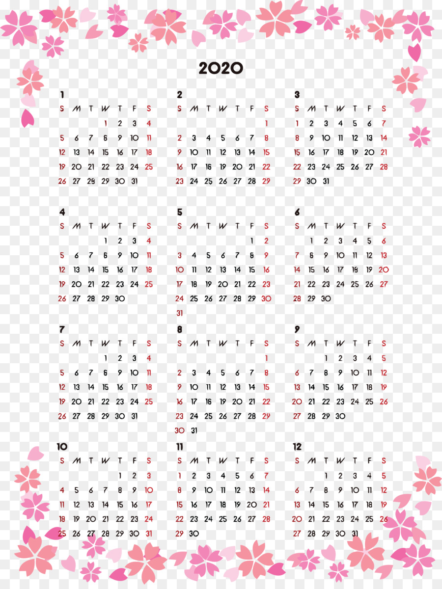 Calendário 2020，Ano PNG