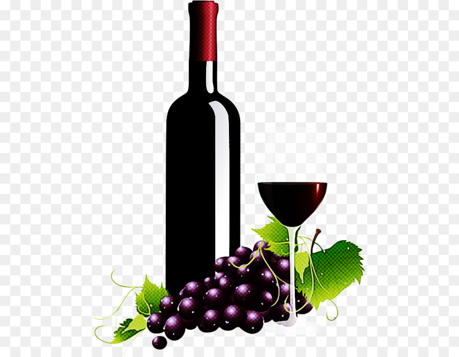 Garrafa E Copo De Vinho，Uvas PNG