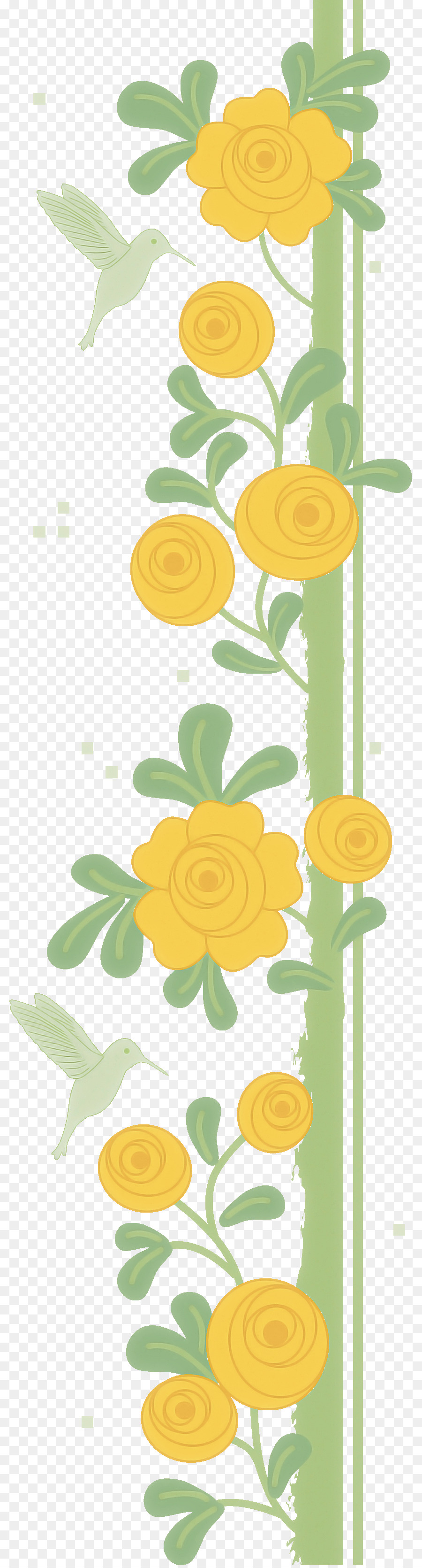 Flores Amarelas，Folhas Verdes PNG