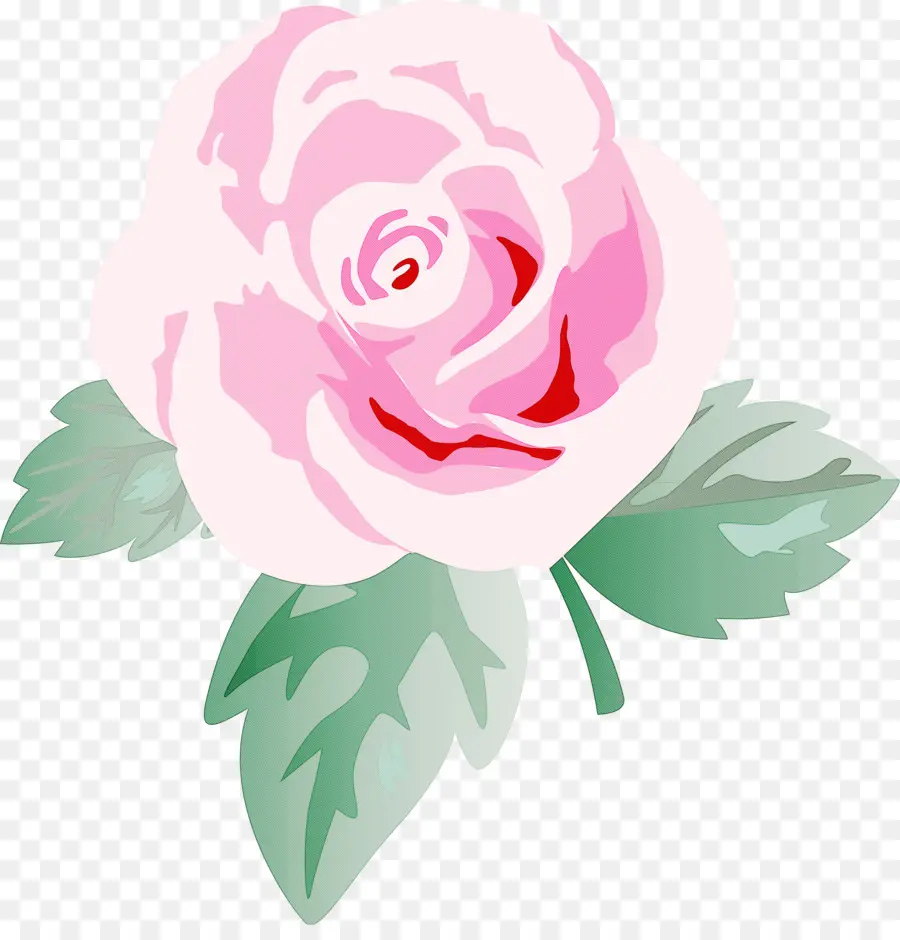 Rosa Rosa，Folhas Verdes PNG