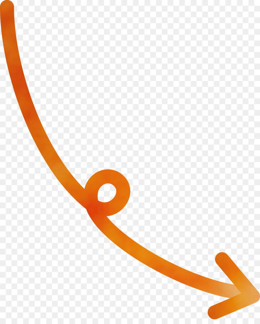 Seta Laranja Para Baixo，Curvado PNG