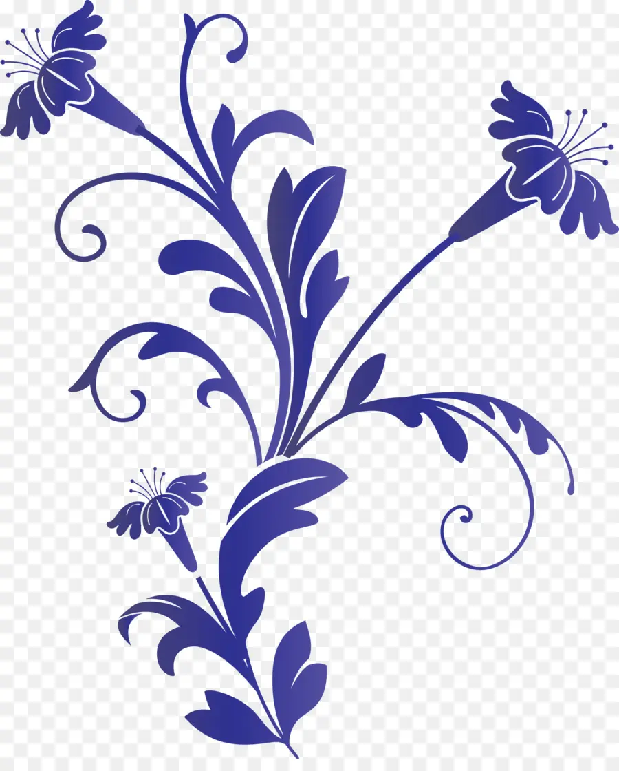 Desenho Floral Azul，Flores PNG