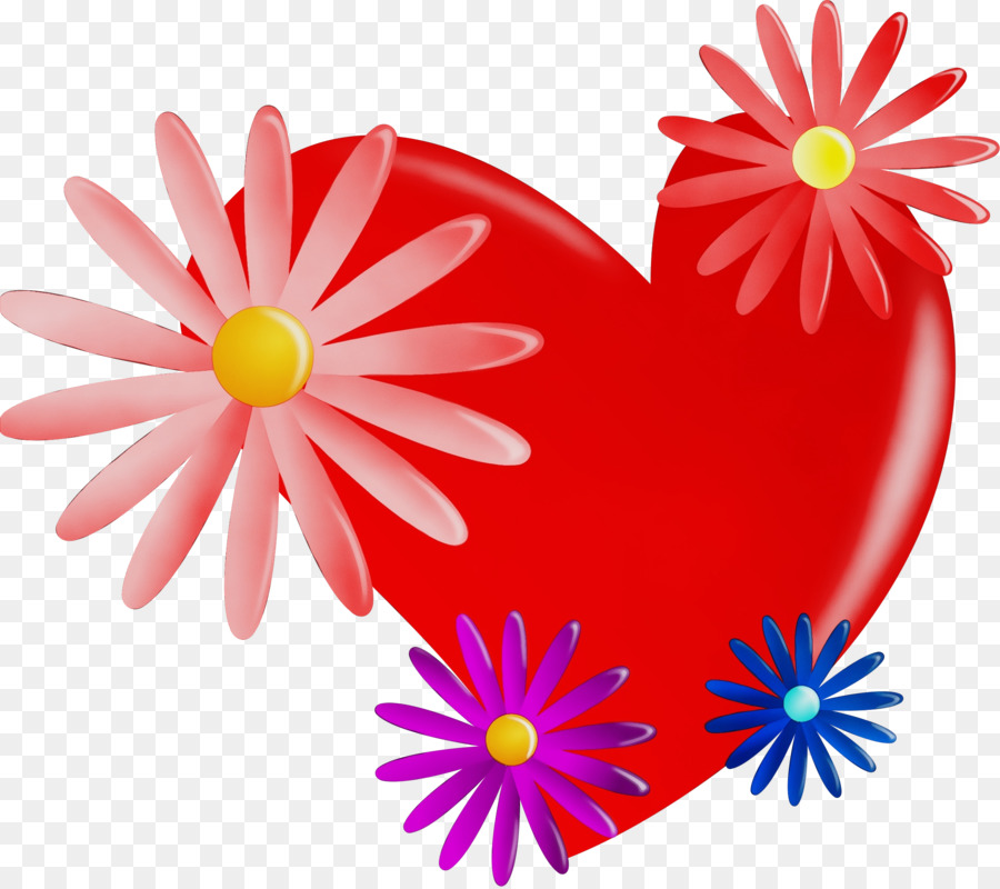 Coração Com Flores，Amor PNG