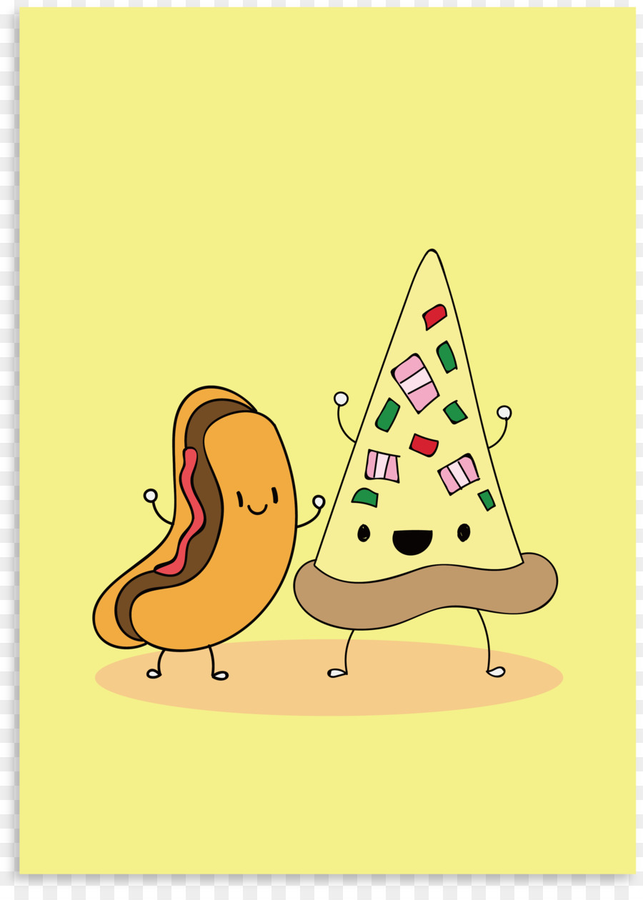 Pizza E Cachorro Quente，Desenho Animado PNG