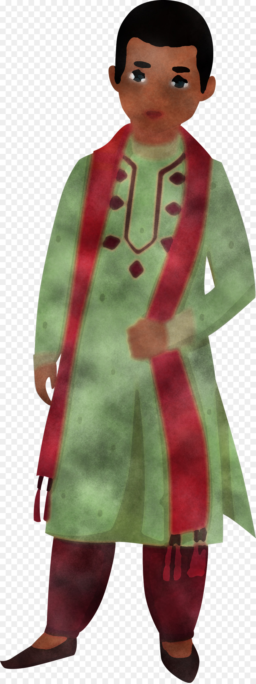 Menino Em Roupas Tradicionais，Lenço Vermelho PNG