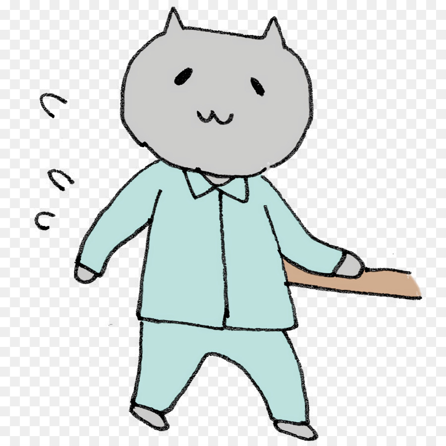 Gato De Pijama，Segurando O Bastão PNG