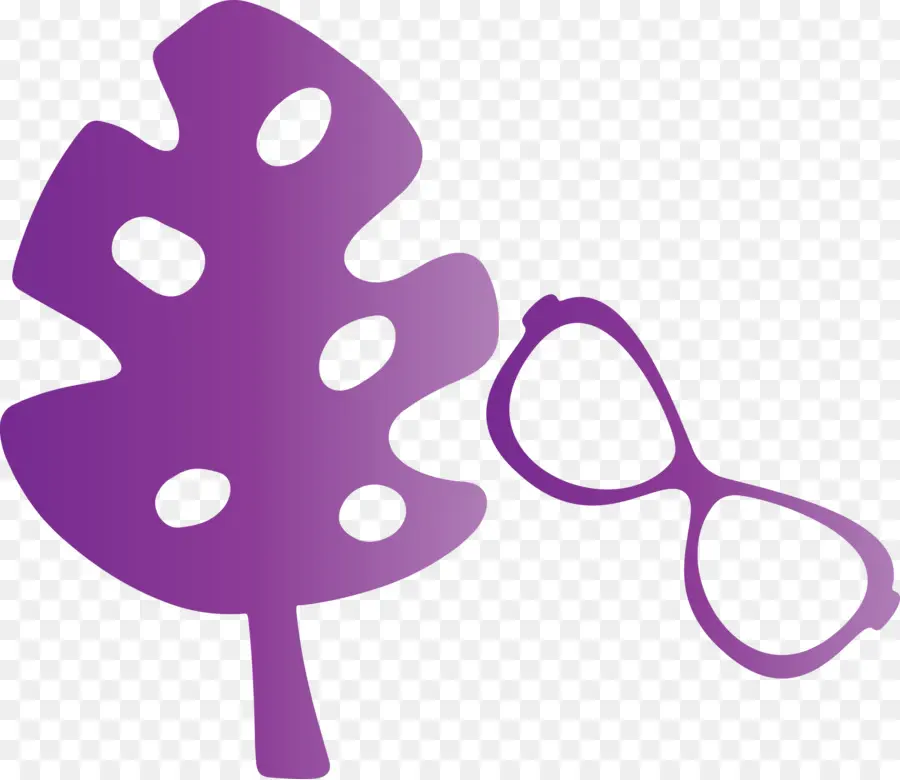 Folha E óculos，Roxo PNG