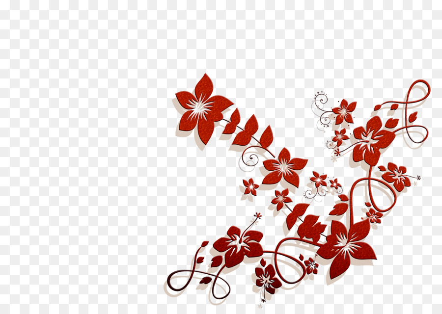 Desenho Floral Vermelho，Folhas PNG