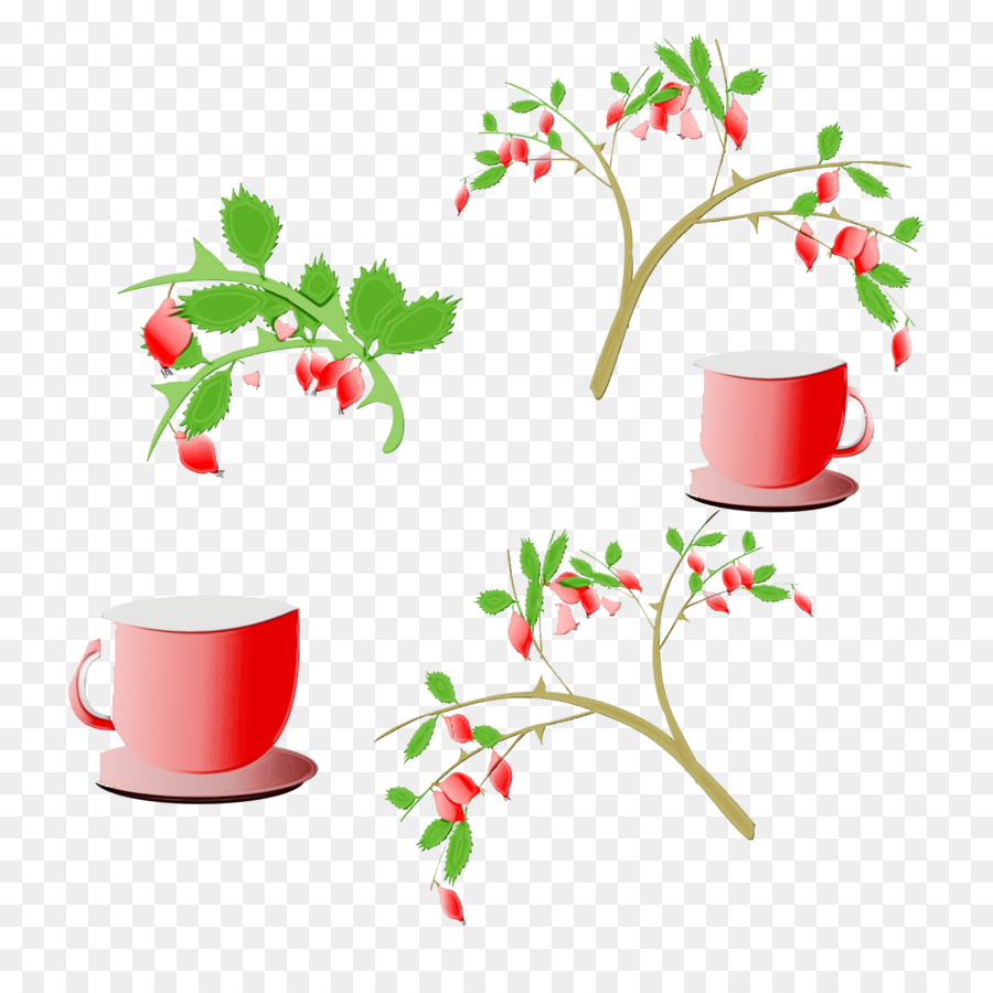 Xícara De Café，Desenho Floral PNG