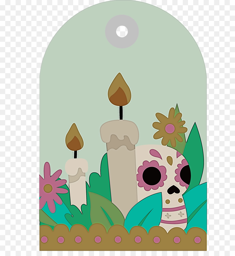 Caveira E Velas，Flores PNG