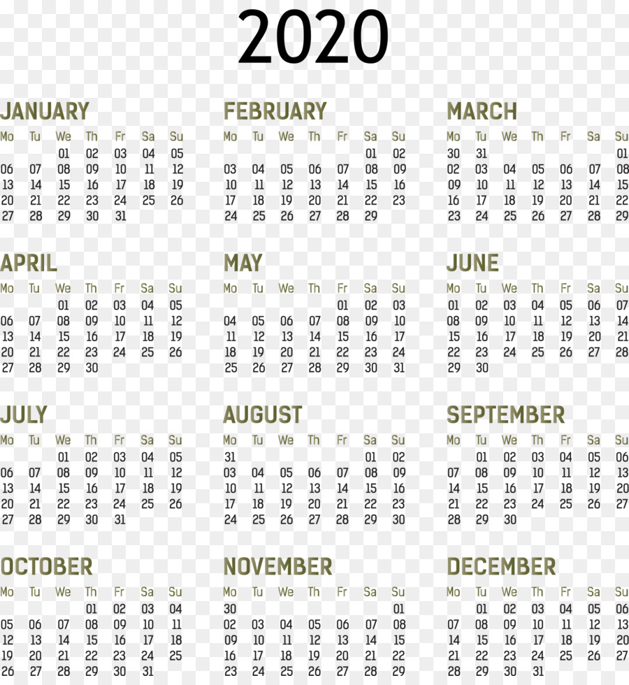 Calendário，2020 PNG