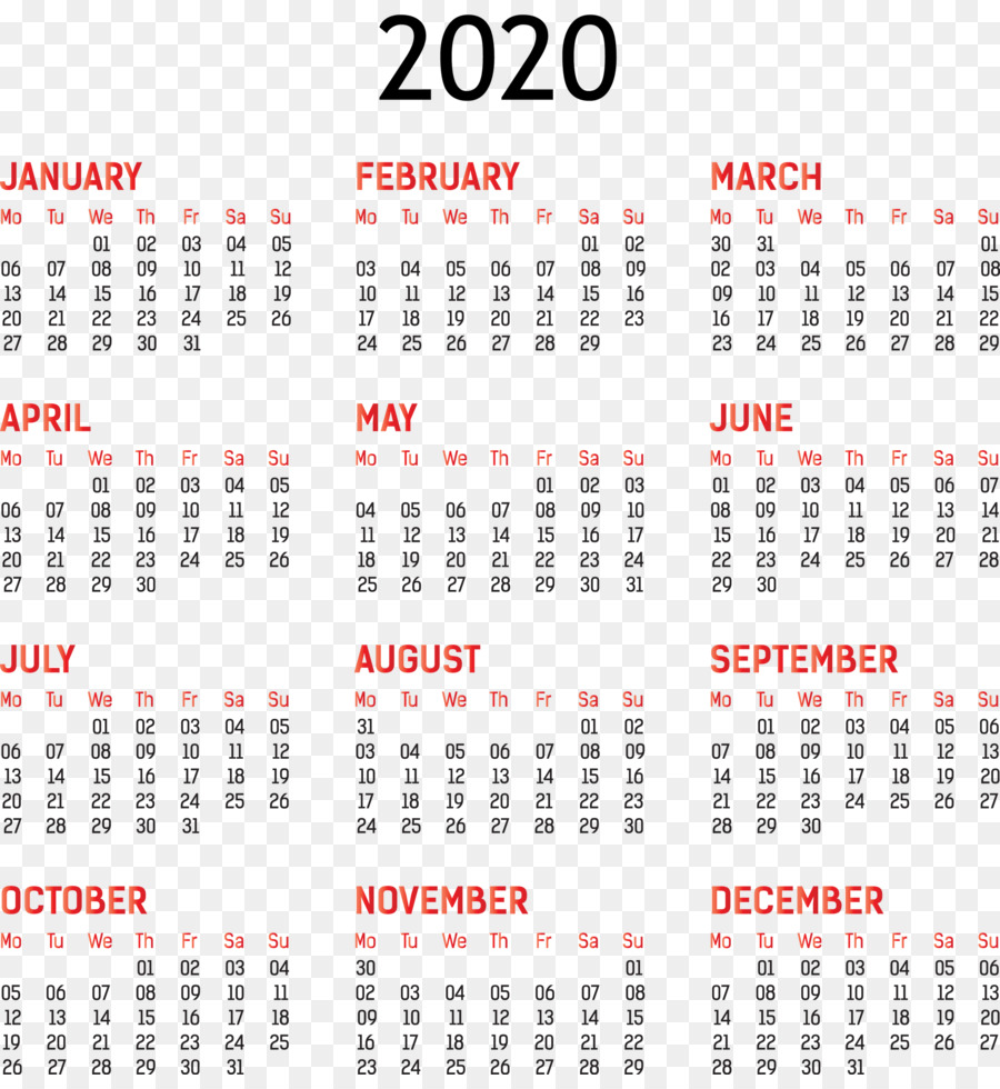 Calendário，2020 PNG