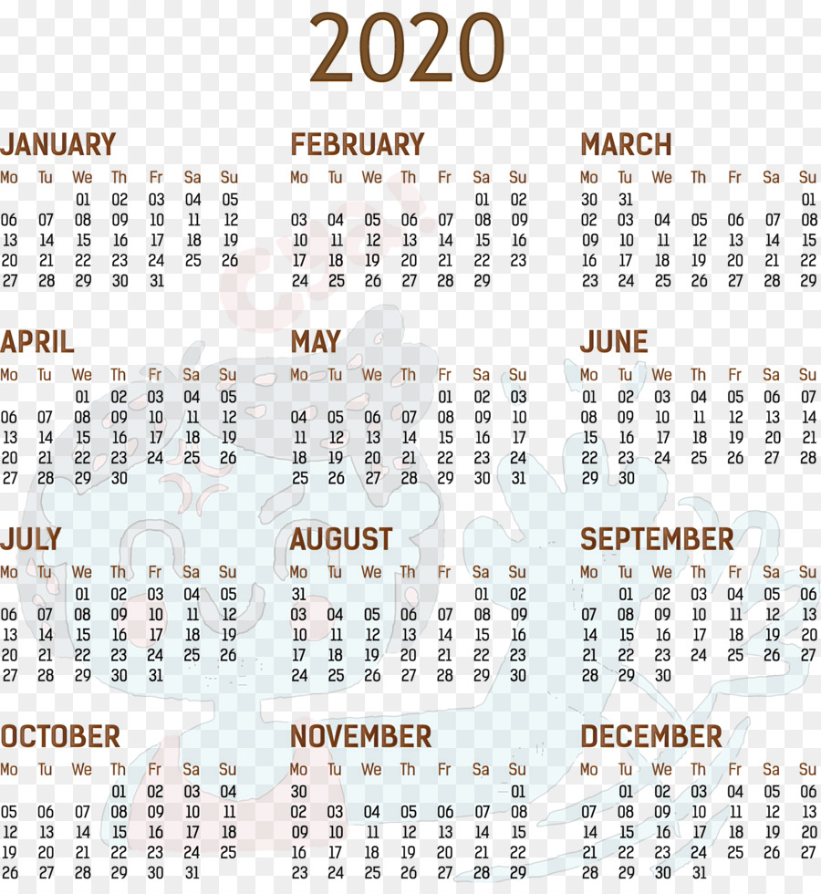 Calendário，2020 PNG