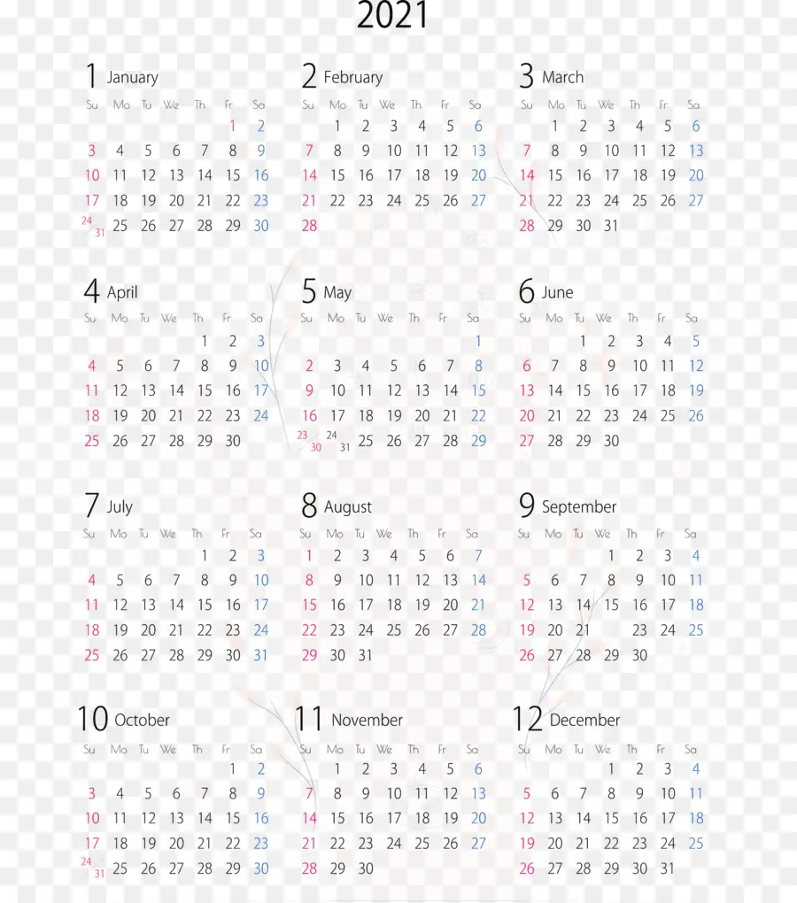 Calendário 2021，Datas PNG