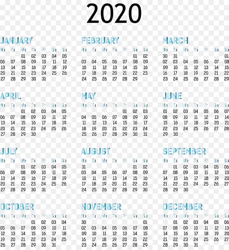 Calendário 2020，Ano PNG