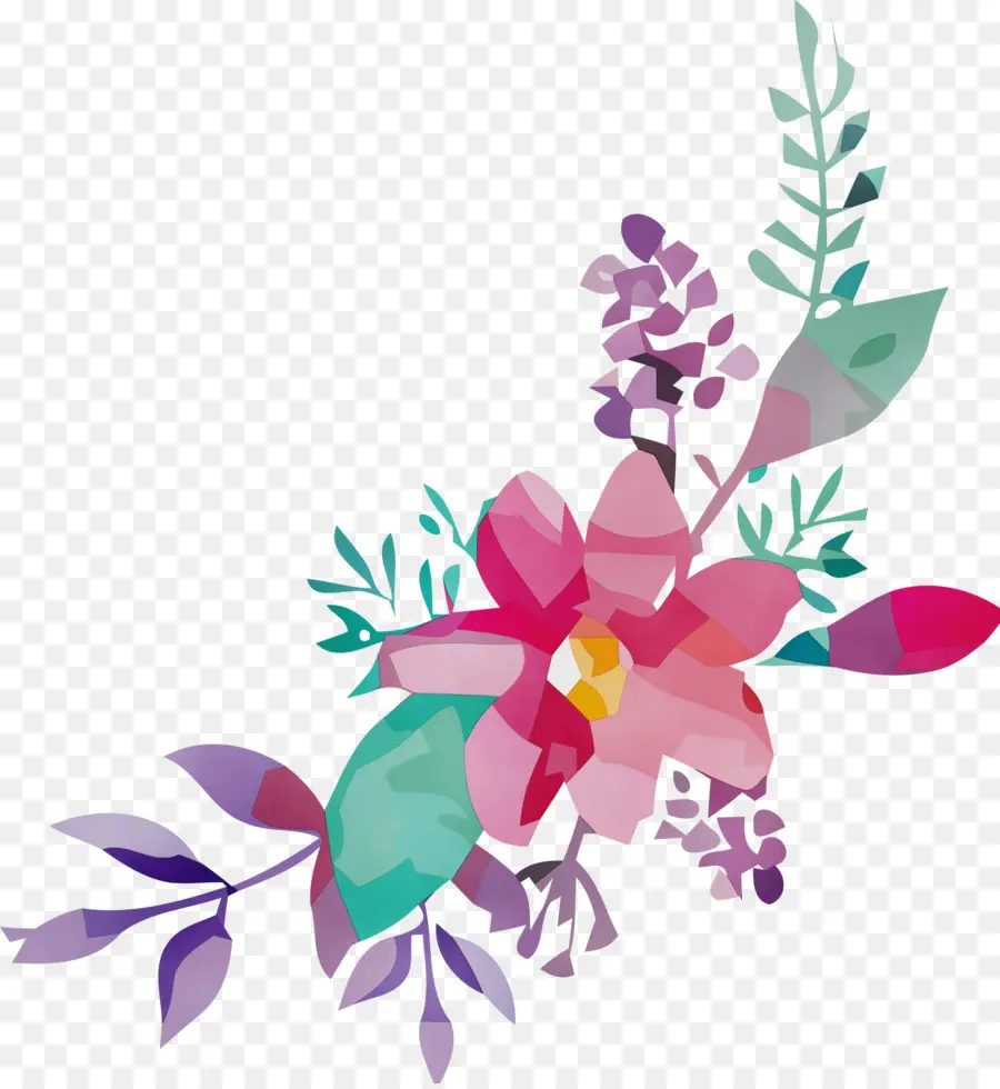 Design Floral，Pintura Em Aquarela PNG