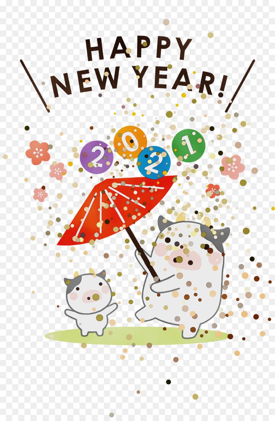 Cartão De Ano Novo，Boi PNG