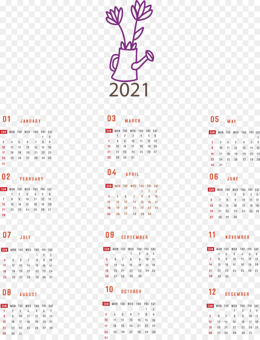 Calendário 2021，Ano PNG