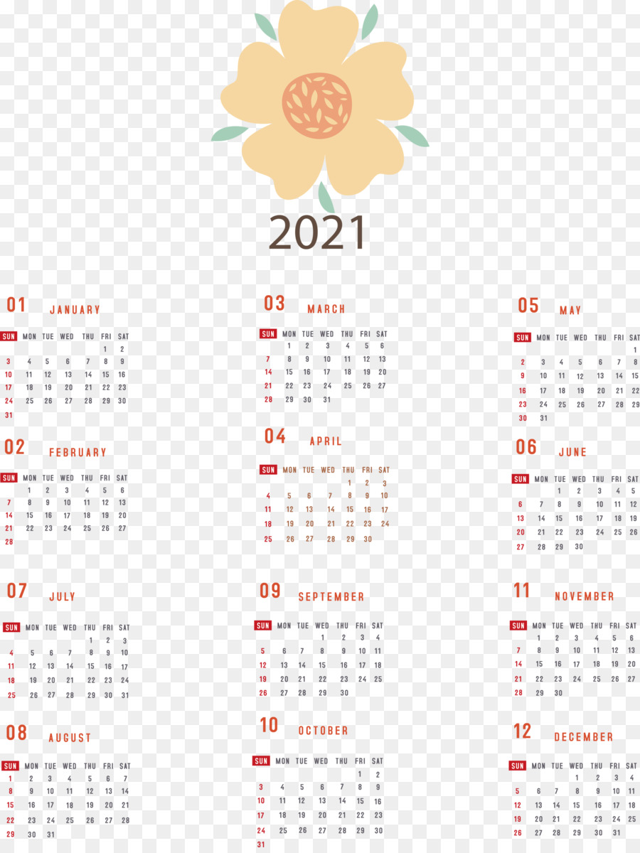 Calendário 2021，Ano PNG