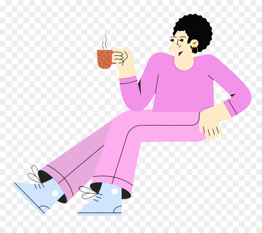 Pessoa Tomando Café，Relaxante PNG