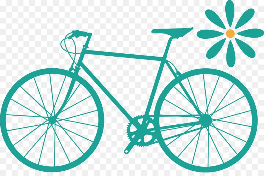 Bicicleta Azul，Flores PNG