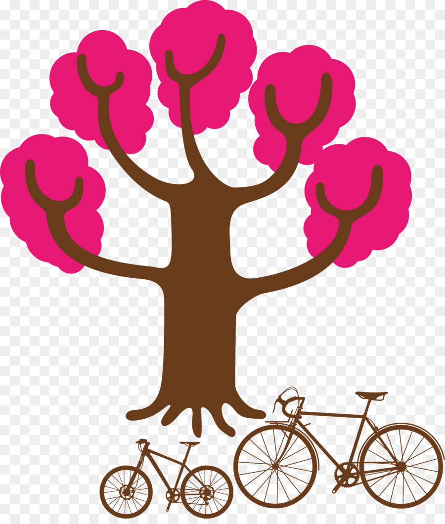 Árvore Rosa，Bicicleta PNG