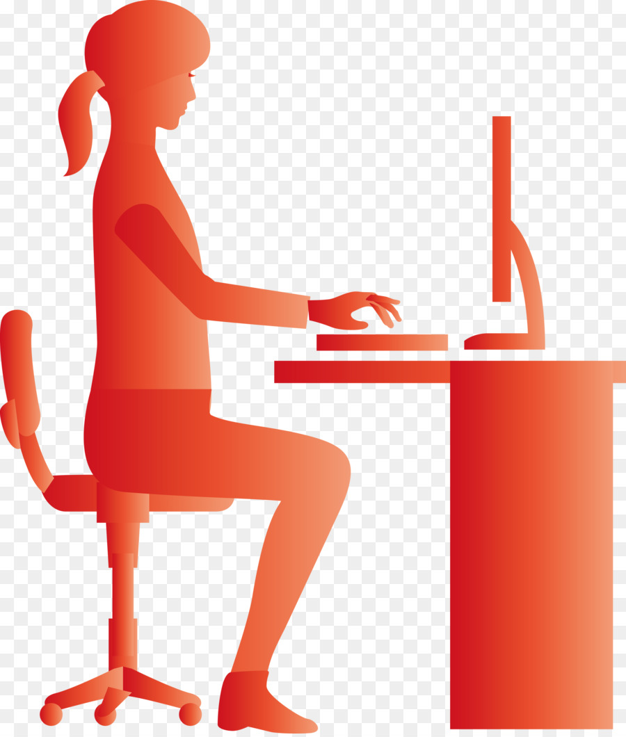 Mulher Na Mesa，Computador PNG