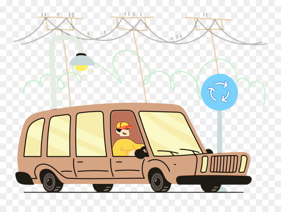 Carro Com Motorista，Desenho Animado PNG