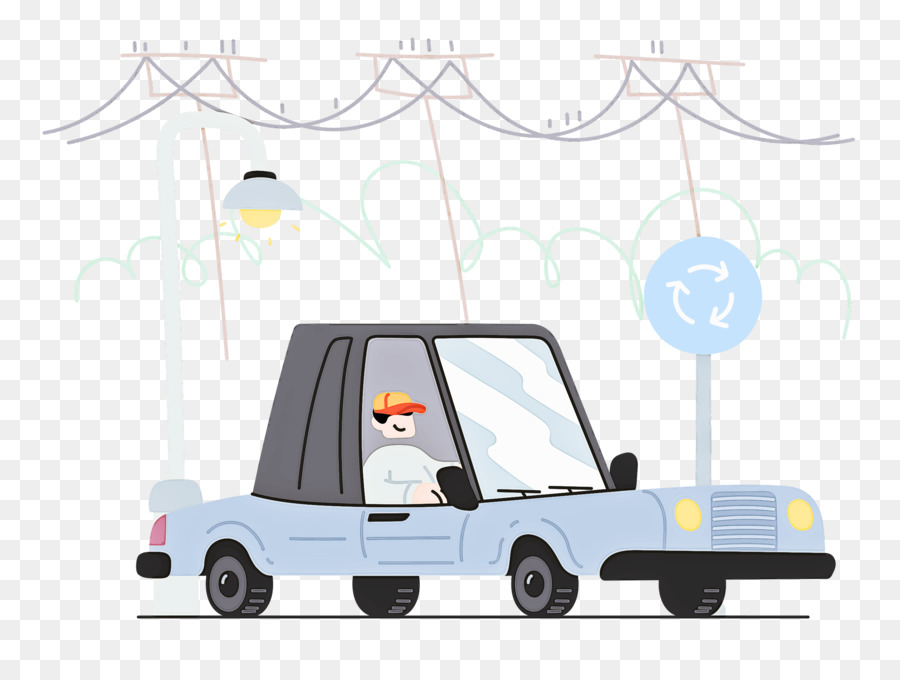 Carro Com Motorista，Desenho Animado PNG