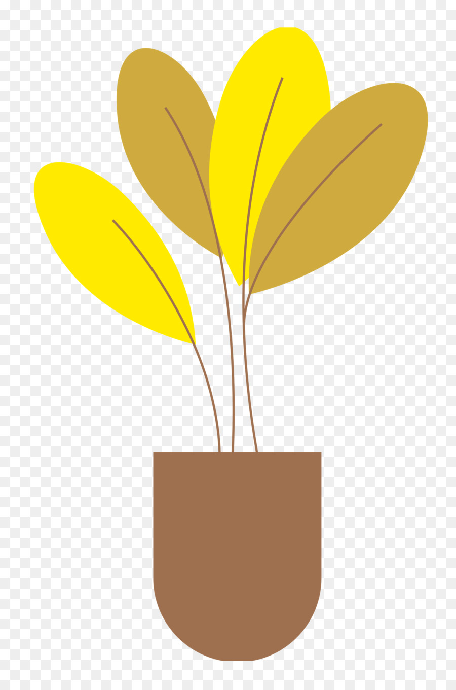 Folhas De Coração Amarelo，Pote PNG