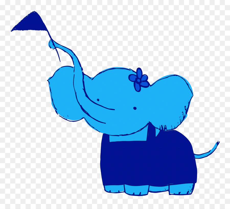 Desenho De Elefante，Azul PNG