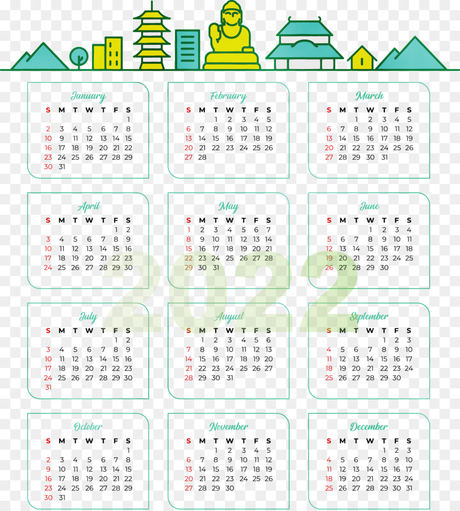 Calendário 2022，Ano PNG