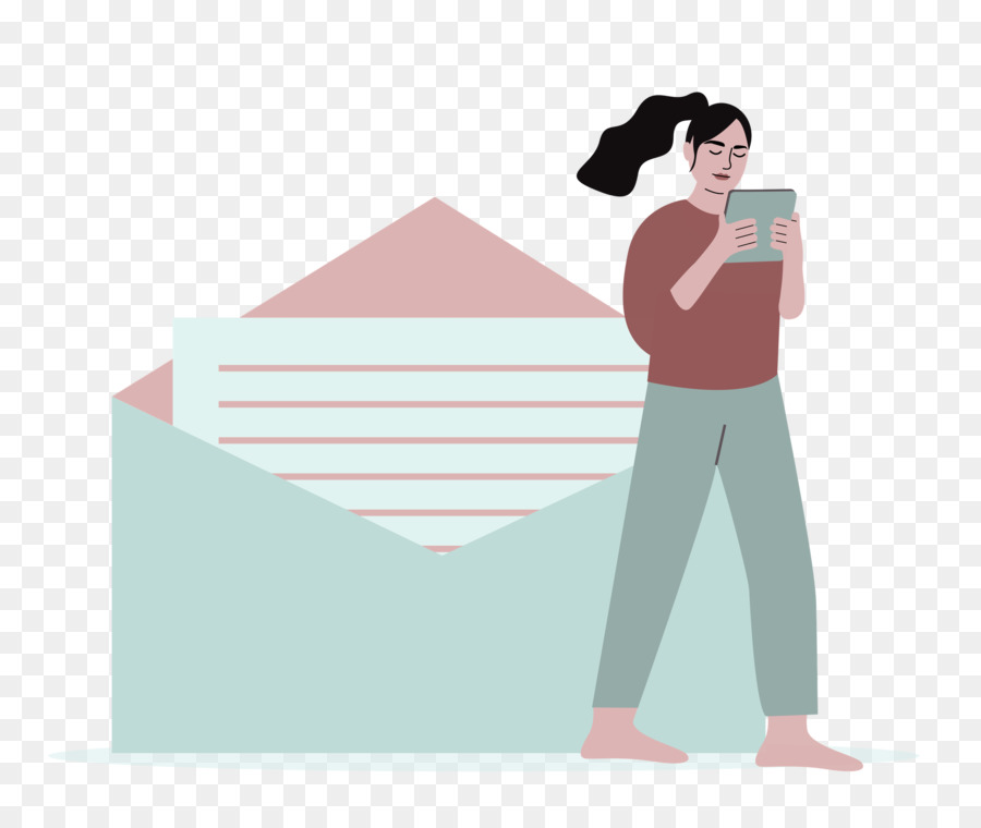 Mulher Com Tablet，Envelope PNG