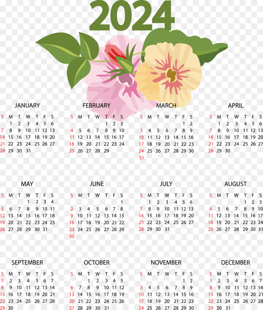 Calendário 2024，Ano PNG