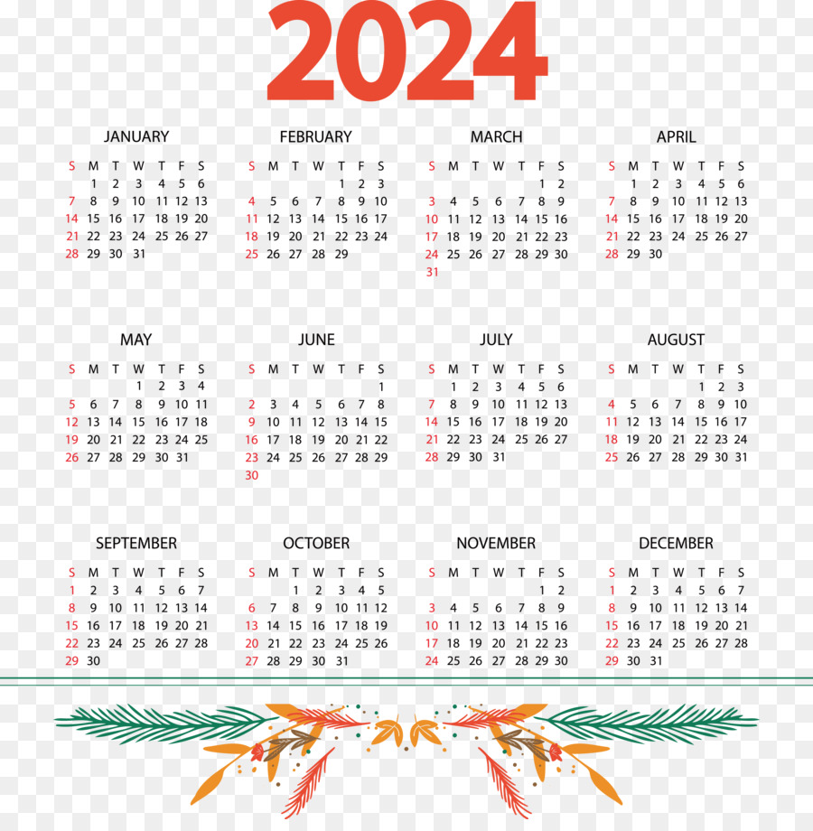 Calendário 2024，Datas PNG