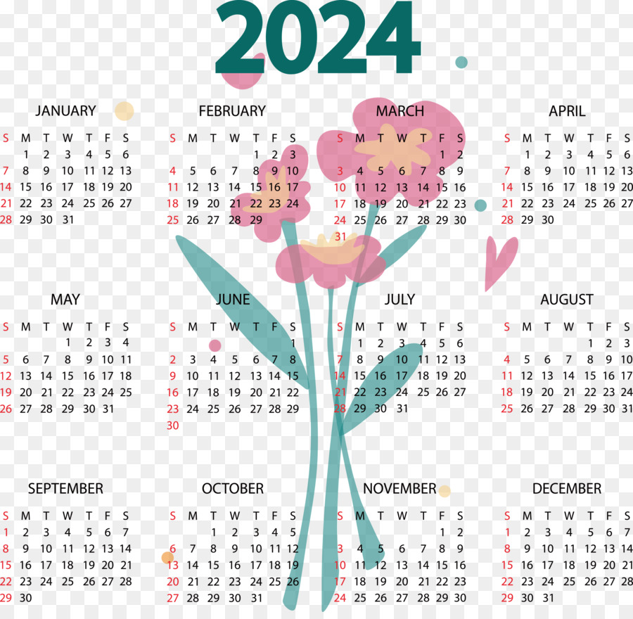 Calendário 2024，Ano PNG