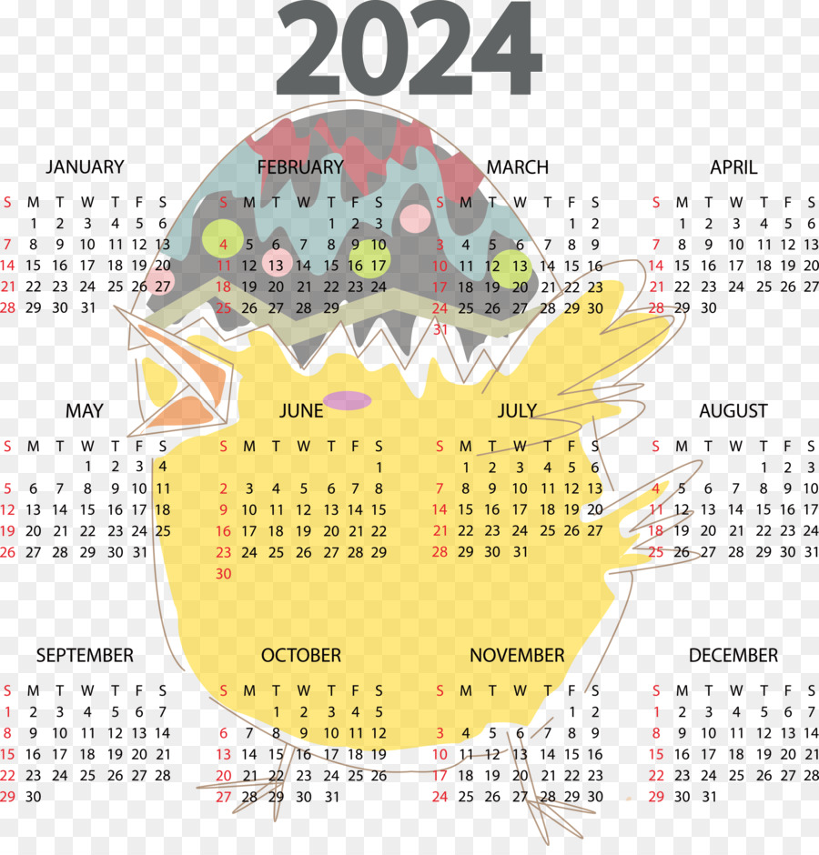 Calendário 2024，Ano PNG