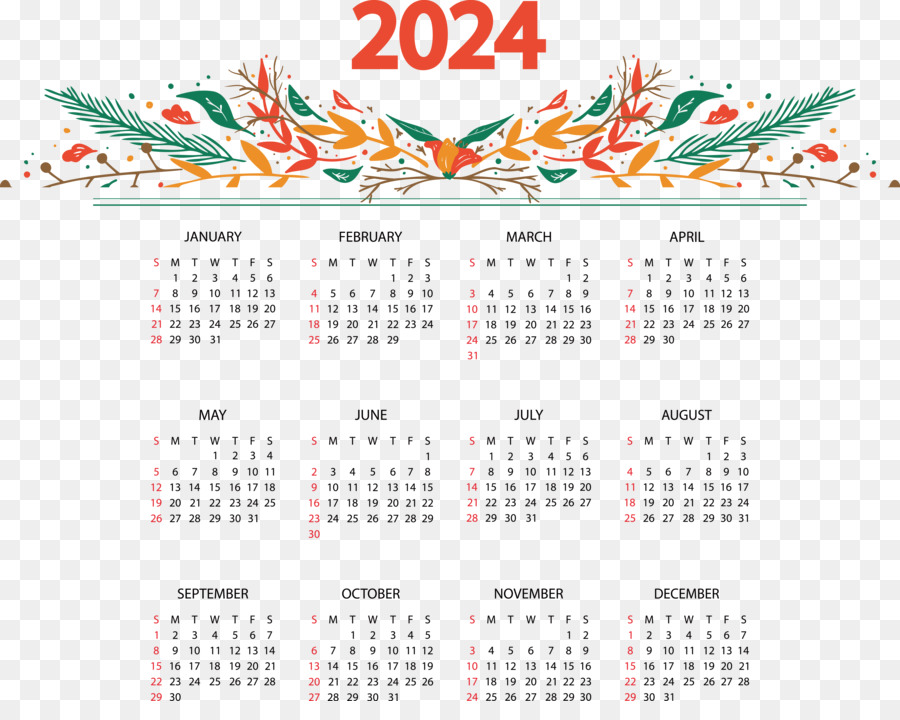 Calendário 2024，Datas PNG