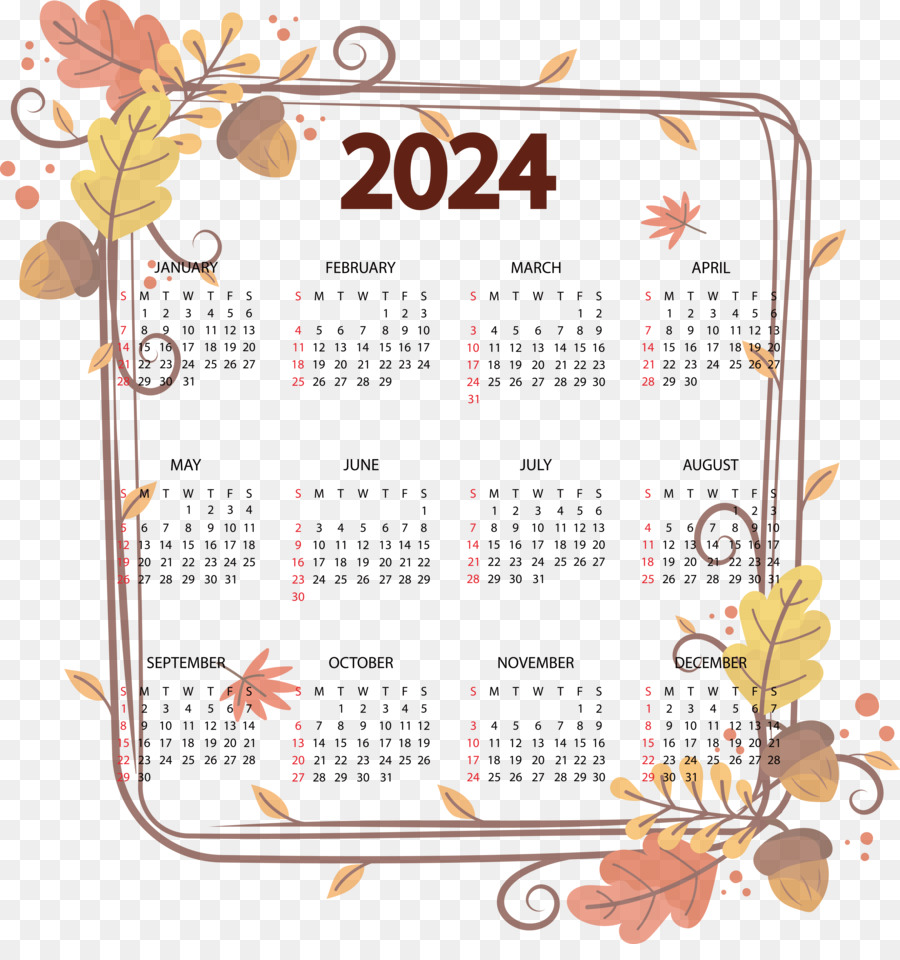 Calendário，2024 PNG