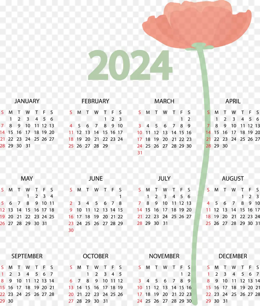 Calendário 2024，Meses PNG