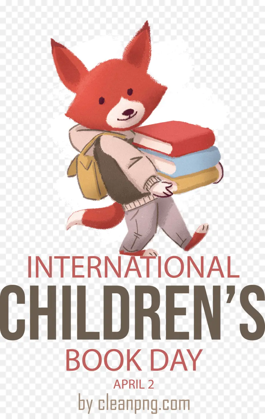 Dia Internacional Do Livro Infantil，Raposa Com Livros PNG