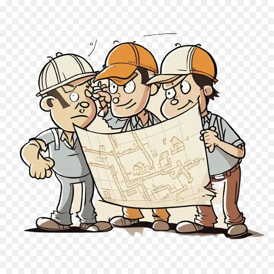 Três Trabalhadores Da Construção Civil，Mapa De Trabalho PNG